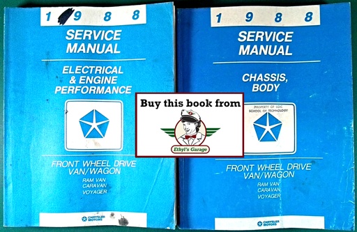 [MOP813708005A/2] 1988 Dodge/Plymouth Ram Van, Caravan, and Voyager Front-Wheel-Drive Van/Wagon Shop Maintenance Repair Service Manual 2 Vol. Set 