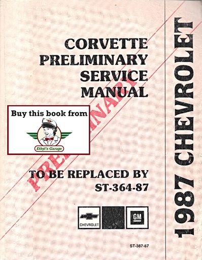 [CH1987ST35787A] 1987 Chevrolet Corvette Preliminary Factory Shop Service Repair Manual