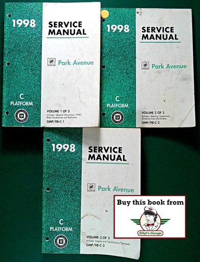[BU1998GMP/98CA/3] 1998 Buick Park Avenue OEM Shop Service Repair Manual 3 Vol Set