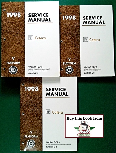 [CA1998GMP/98VA/3] 1998 Cadillac Catera OEM Shop Service Repair Manual 3 Vol Set