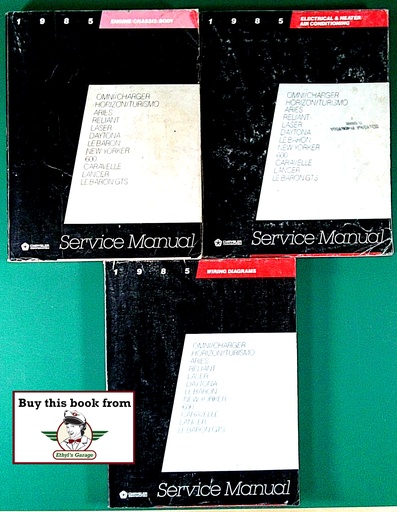[MOP1985812705002A/3] 1985 Chrysler, Dodge, Plymouth Front-Wheel-Drive Car Shop Repair Service Manuals and Wiring Diagrams--Omni, Horizon, Charger, Laser, Aries, Reliant, Daytona, LeBaron, Lancer, New Yorker, 600, Lancer, Caravelle