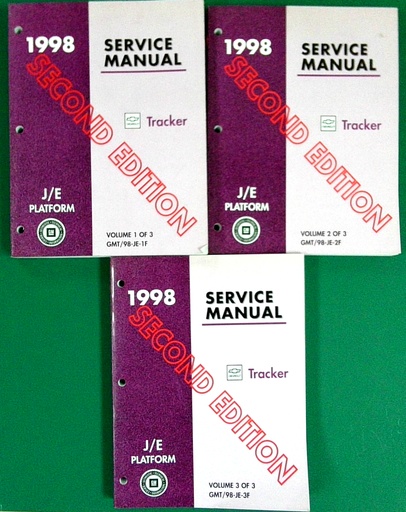 [GMT/98JE1F/2F/3F] 1998 Chevrolet Geo Tracker Shop Maintenance Repair Service Manual 2nd edition 3 Vol Set