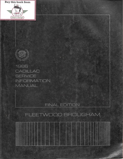 [CA1986H2312A] 1986 Cadillac Fleetwood Brougham Factory Shop Repair Service Information Manual
