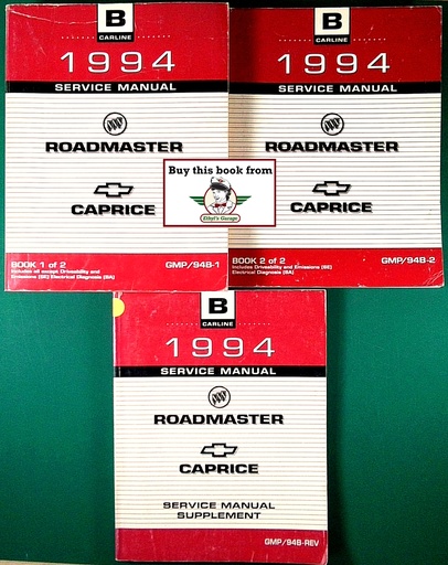 [GM1994GMP/94B1/2/REV/A/3] 1994 Buick Roadmaster, Chevrolet Caprice Factory OEM Shop Service Repair Manual