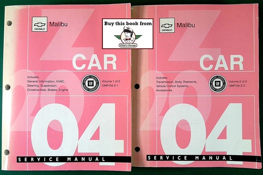 [CH2004GMP/04Z1A/2] 2004 Chevrolet Malibu Shop Repair Maintenance Service Manual 2 Vol. Set