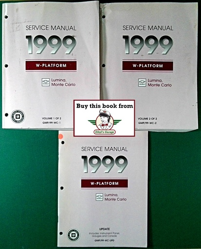[CH1999GMP/99WC1/2/U/A/3] 1999 Chevrolet Lumina & Monte Carlo W-Platform Shop Repair Maintenance Service Manual 3 Vol. Set