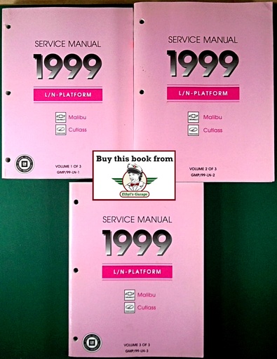 [GM1999GMP/99LN1/2/3/A/3] 1999 Chevrolet Malibu Oldsmobile Cutlass LN Shop Repair Maintenance Service Manual 3 Vol. Set