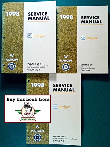 [OL1998GMP/98WOA/3] 1998 Oldsmobile Intrigue OEM Shop Service Repair Maintenance Manual 3 Vol Set
