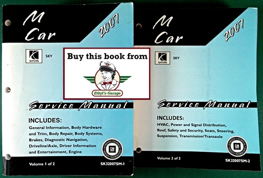 [SA2007SK32007SMA/2] 2007 Saturn Sky OEM Shop Service Repair Maintenance Manual 2 Vol Set