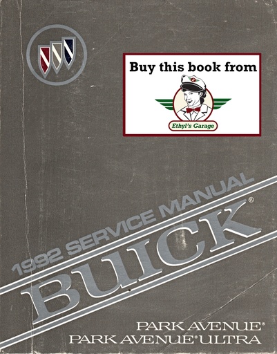 [BU1992PASMA] 1992 Buick Park Avenue, Park Avenue Ultra OEM Factory Shop Service Repair Manual