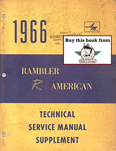 [AMC1996AM665305A] 1966 AMC Rambler American Factory Shop Technical Service Manual Supplement 290 CID V-8