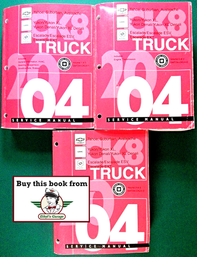 [GM2004GMT/04CKUVA/3] 2004 GM Chevrolet Tahoe, Suburban & Avalanche; GMC Yukon & Denali; Cadillac Escalade ESV & EXT Factory Shop Repair Service Manual Set