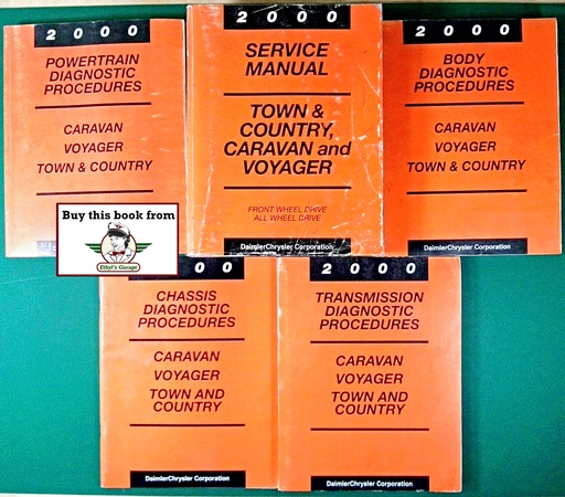 [MO2000813700005A/5] 2000 Chrysler Town & Country, Dodge Caravan, Plymouth Voyager Factory Shop Repair Service and Diagnostics Manuals 5 Vol. Set