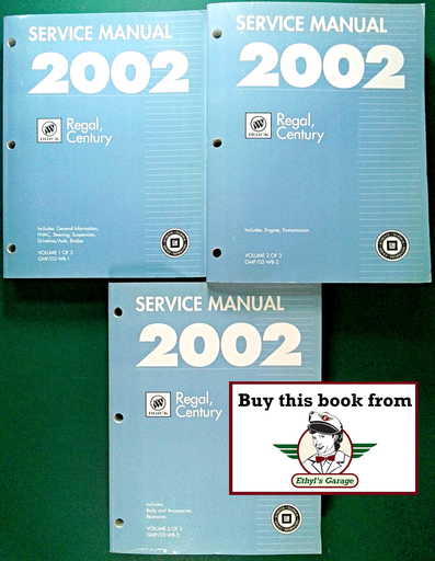 [BUGMP/02WBA/3] 2002 Buick Regal, Century Factory Shop Repair Service Manual 3 Vol. Set