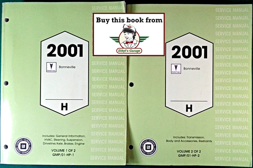 [PO2001GMP/01HPA/2] 2001 Pontiac Bonneville Factory Shop Repair Service Manual 2 Vol. Set