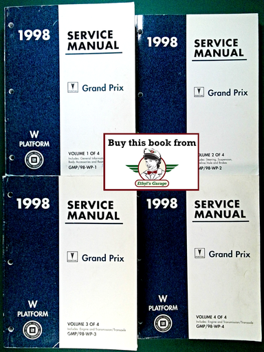[PO1998GMP/98WPA/4] 1998 Pontiac Grand Prix Factory Shop Repair Service Manual 4 Vol. Set