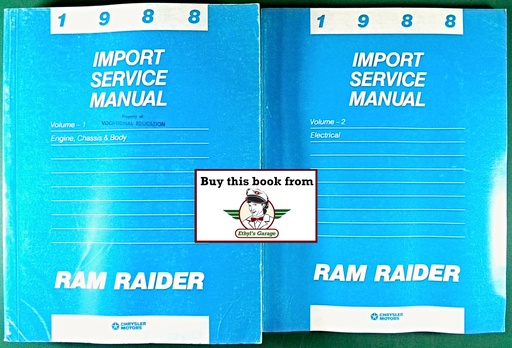 [MOP1988813708019A/2] 1988 Dodge Ram Raider Shop Maintenance Repair Service & Electrical Manual 2 Vol. Set