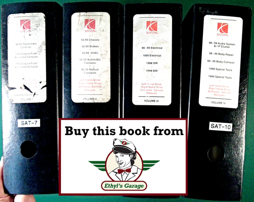[SA1999S0399011A/4] 1998-1999 Saturn S-Series Factory Shop Service Repair Manual Set--SC1, SC2, SL, SL1, SL2, SW1, SW2