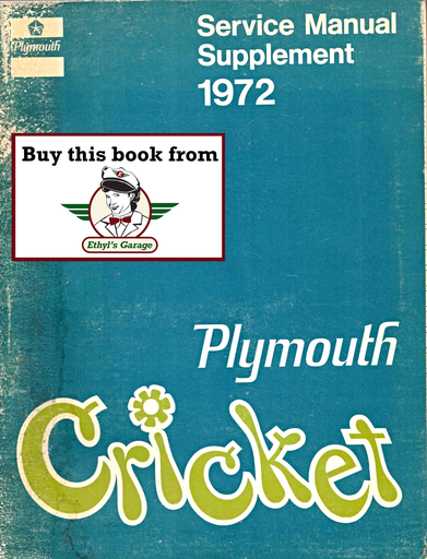 [PLY1972815702517A] 1972 Plymouth Cricket Factory Shop Repair Service Manual Supplement
