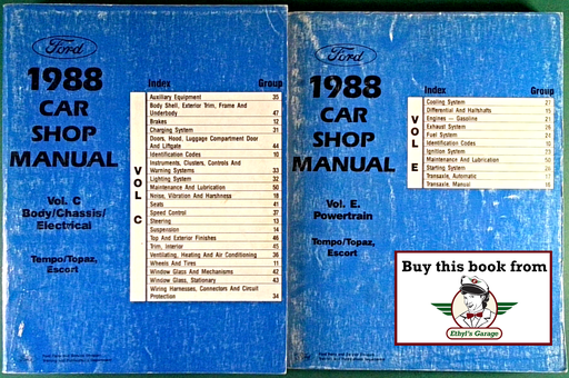 [FOR1988FPS1210488CA/2] 1988 Ford Tempo & Escort, Mercury Topaz Factory Shop Service Manual 2 Vol Set
