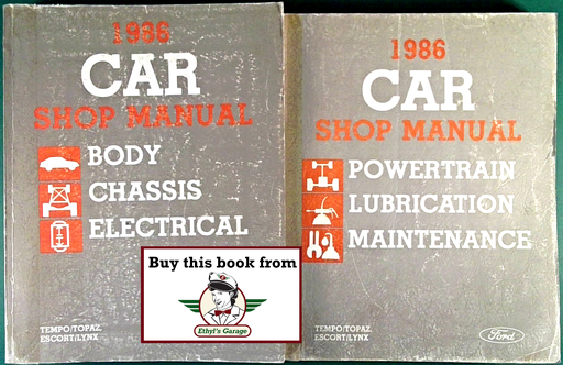 [FOR1986FPS36512686CA/2] 1986 Ford Tempo & Escort, Mercury Topaz & Lynx Factory Shop Service Manual 2 Vol Set