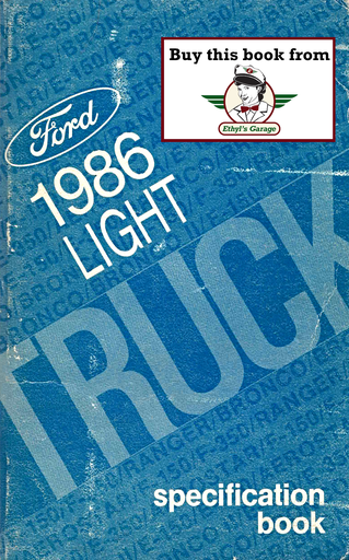 [FOR1986FPS36532286A] 1986 Ford Light Truck Factory Specifications Book--F-150 to F-350 Pickup, Ranger, Bronco, Bronco II, Econoline Van, Aerostar