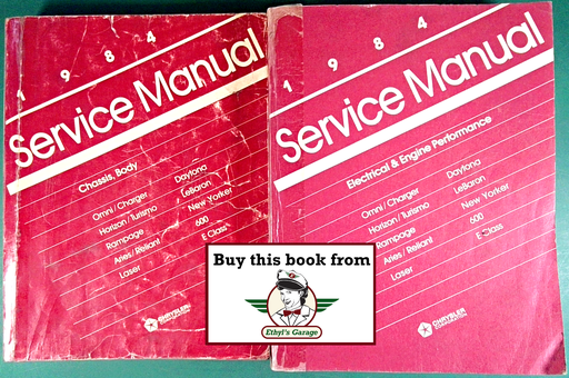 [MOP1984812704003A/2] 1984 Chrysler/Dodge/Plymouth FWD Service Manual Set--Omni/Horizon/Charger/Tourismo, Rampage, Aries/Reliant, Laser/Daytona, 600/E-Class, LeBaron/New Yorker