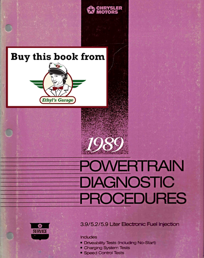 [DOD1989816999012A] 1989 Dodge Ram 3.9L/5.2L/5.9L V6/V8 Powertrain Diagnostic Procedures Factory Service Manual
