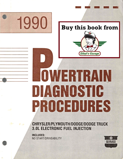 [MOP1990816990018A] 1990 Chrysler/Dodge/Plymouth 3.0L E.F.I. Powertrain Diagnostic Procedures Factory Service Manual