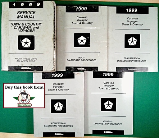 [MOP1999813709105A/5] 1999 Chrysler Town & Country, Dodge Caravan, & Plymouth Voyager Factory Shop Repair Service Manuals 5 Vol. Set