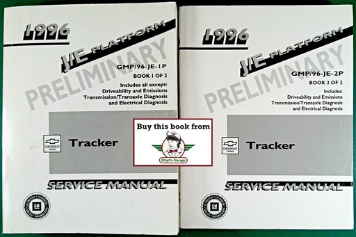 [CH1996GMP/96JE1P/2P/A/2] 1996 Chevrolet Geo Tracker Preliminary Factory Shop Repair Service Manual 2 Vol Set